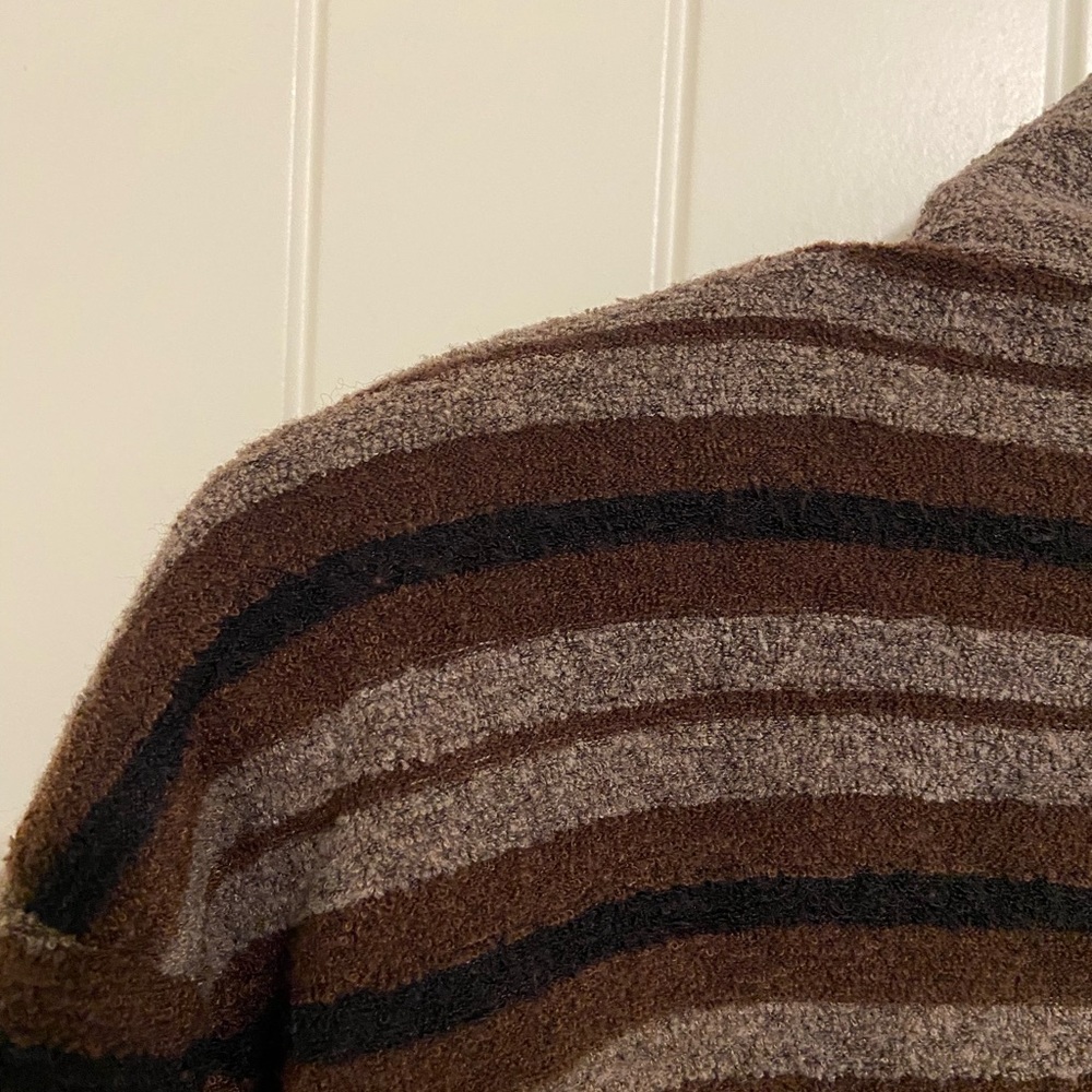 EUC Vintage Frazier Lawrence women’s brown stripe soft plush zip jacket medium - Picture 6 of 6